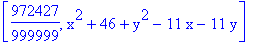[972427/999999, x^2+46+y^2-11*x-11*y]